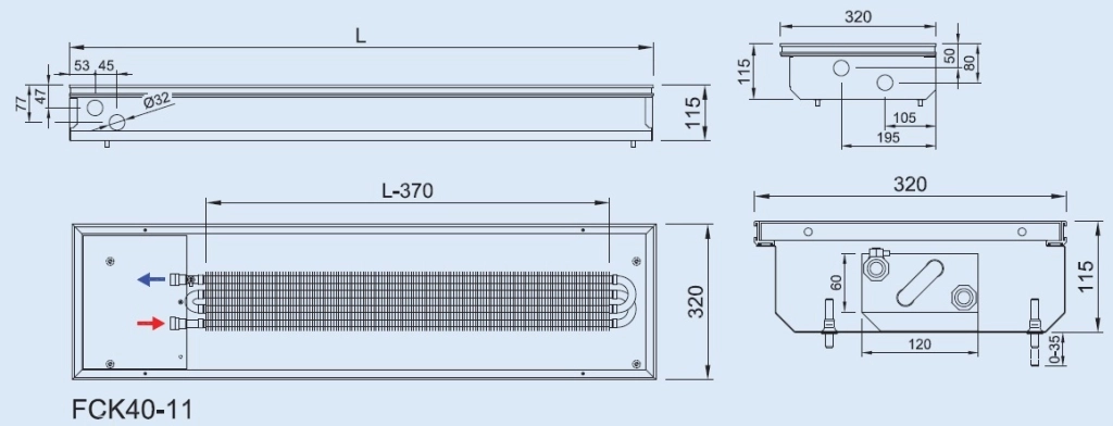 Convector de pardoseala ingropat ISAN - DYNAMIC FCK40-11- 4800